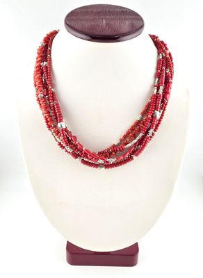 Coral Necklace with Silver