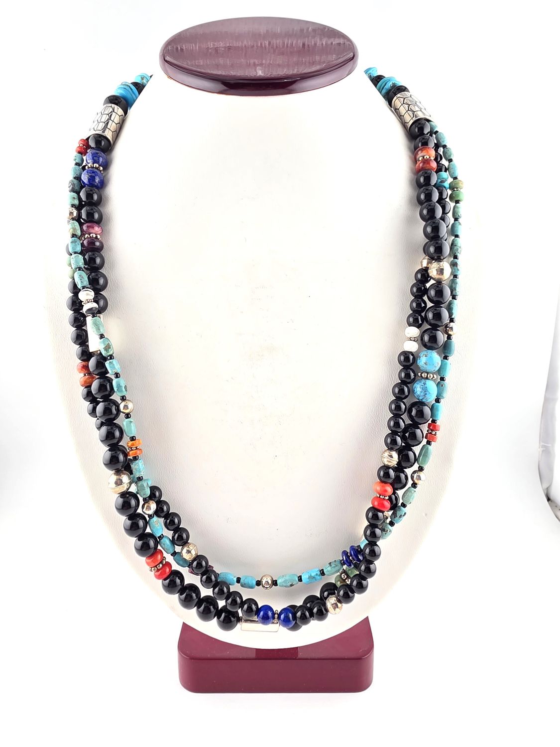 Turquoise, Onyx and Spiny Oyster Necklace