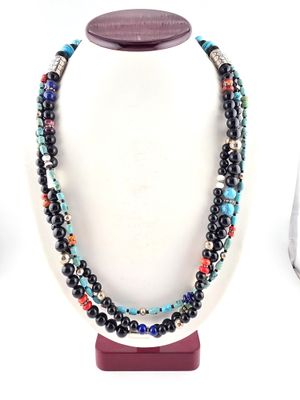 Turquoise, Onyx and Spiny Oyster Necklace