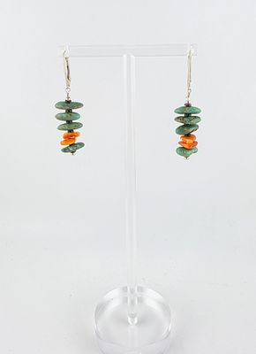 Green Turquoise &amp; Spiny drop Earring