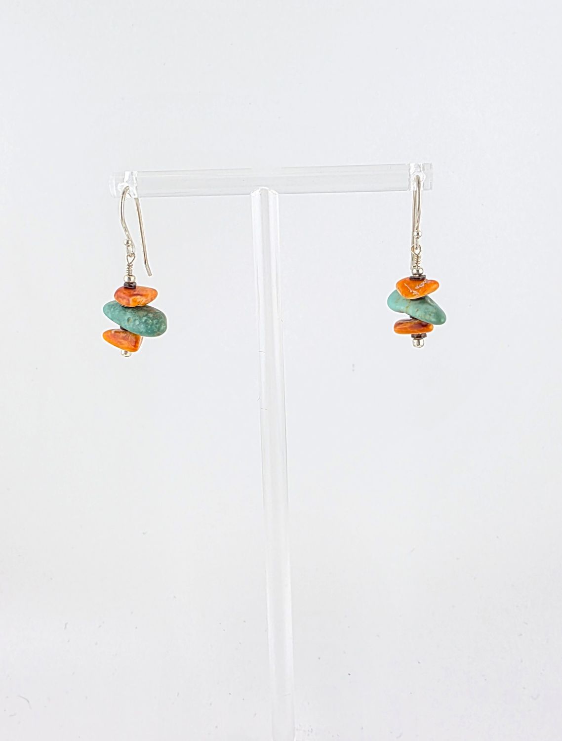Green Turquoise &amp; Spiny Oyster Shell Short Drop Earring
