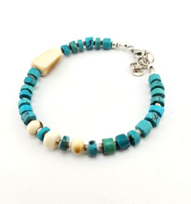 Walrus/Mammoth and Turquoise Bracelet