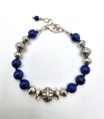 Lapis and Bench Bead Bracelet