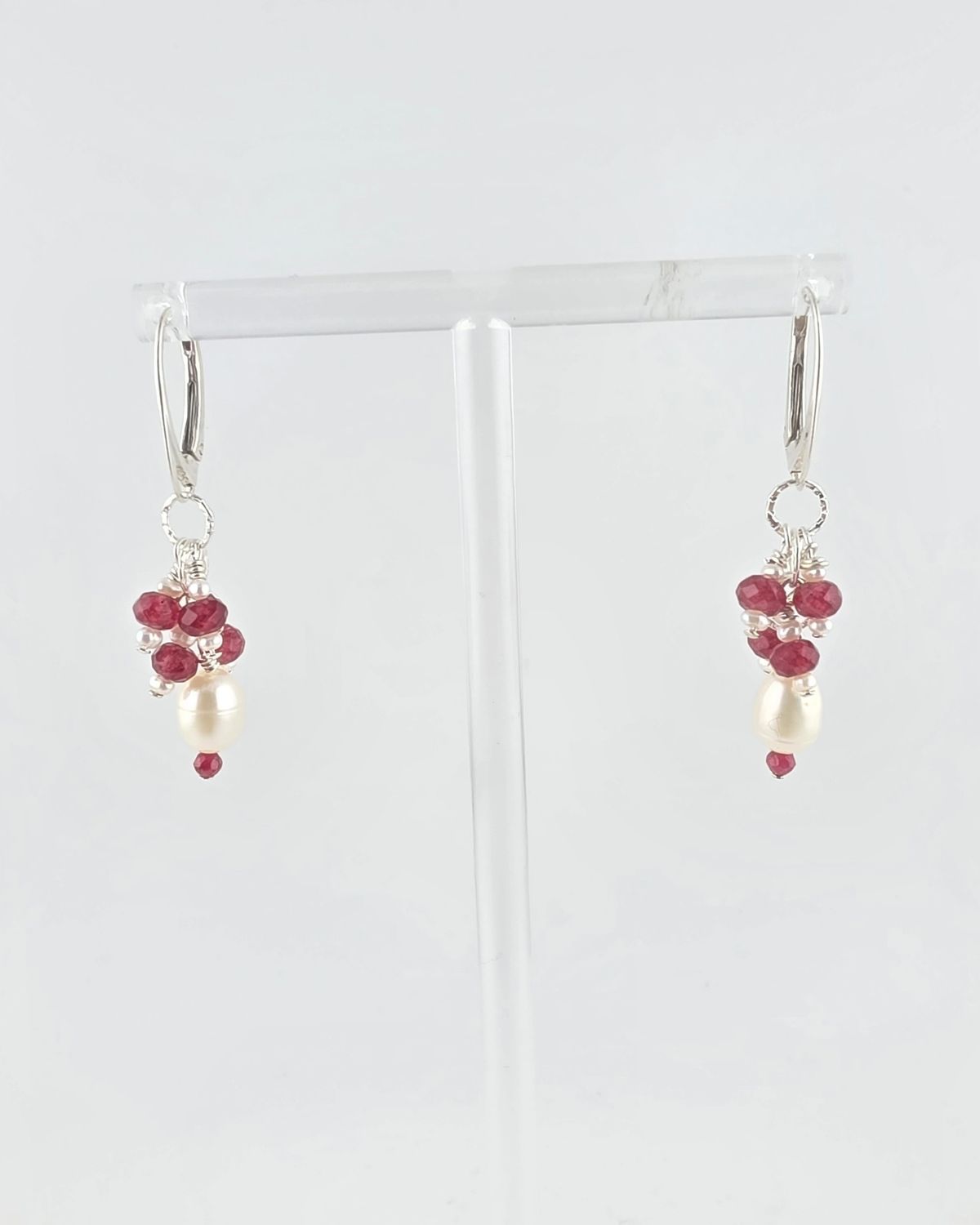 Ruby and Japanese Pearl Earring