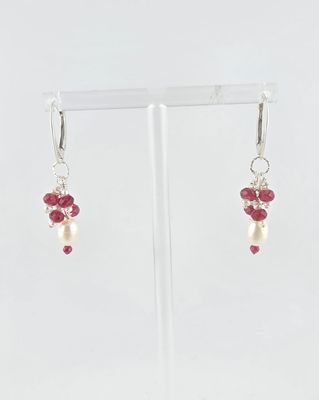 Ruby and Japanese Pearl Earring