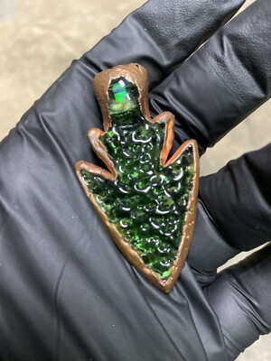 Diligent Glass Electroformed Arrowhead Pendant with Opal