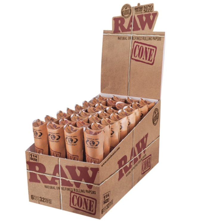 Raw Classic Pre Rolled Cones 1 1 4 6pk Display Of 32 Ws