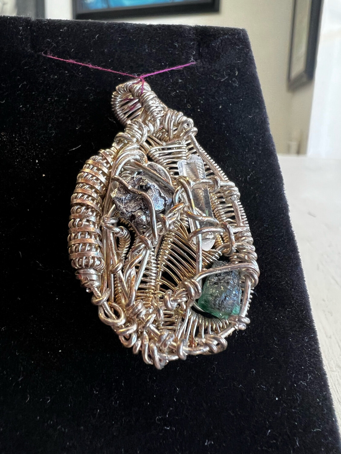 Wire Wrapped Moldavite Pendant