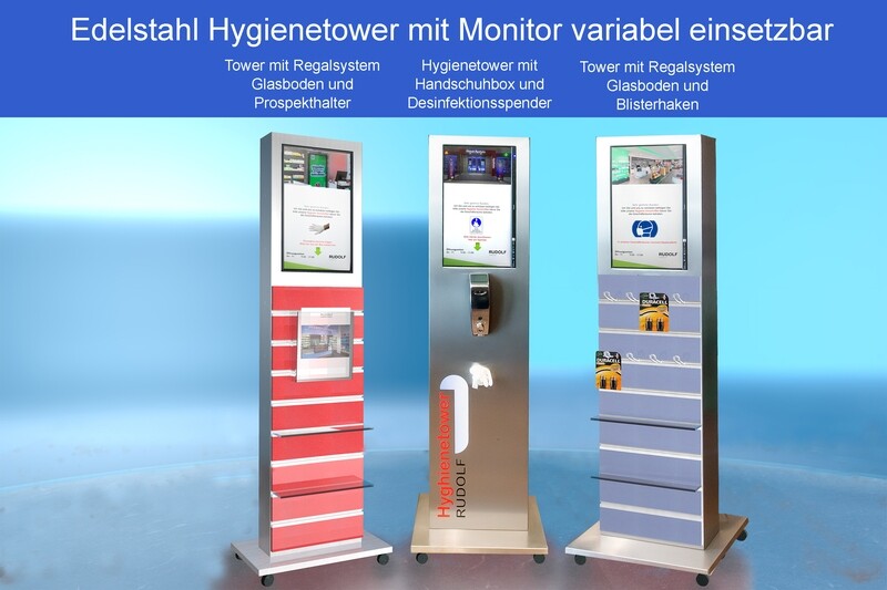 Hygienetower mit Monitor variabel verwendbar auch nach Corona. Steuern Sie digital das Hygieneverhalten Ihrer Kunden und Geschäftspartner beim betreten der Geschäftsräume. Hygienetower mit Monitor variabel verwendbar auch nach Corona. Steuern Sie digital das Hygieneverhalten Ihrer Kunden und Geschäftspartner beim betreten der Geschäftsräume.