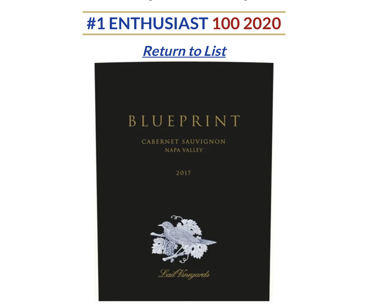 Blueprint Cabernet Sauvignon 2017