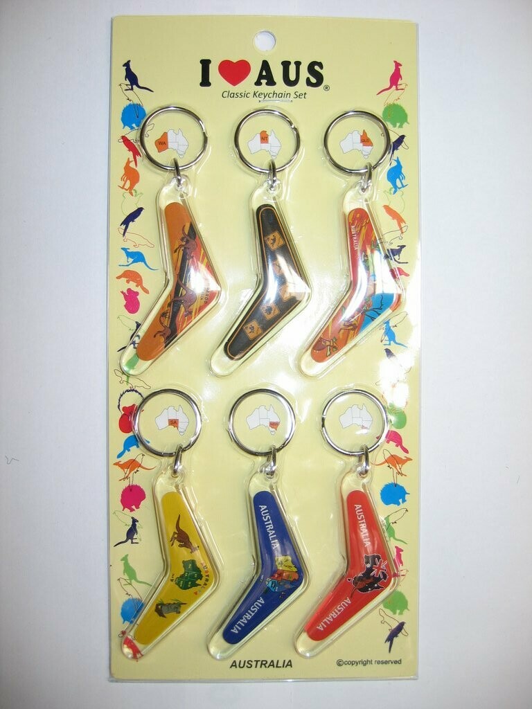 6 Piece Acrylic Boomerang Keyrings