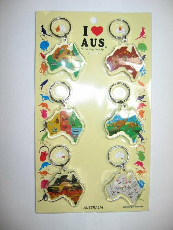6 Piece Acrylic Map Keyrings