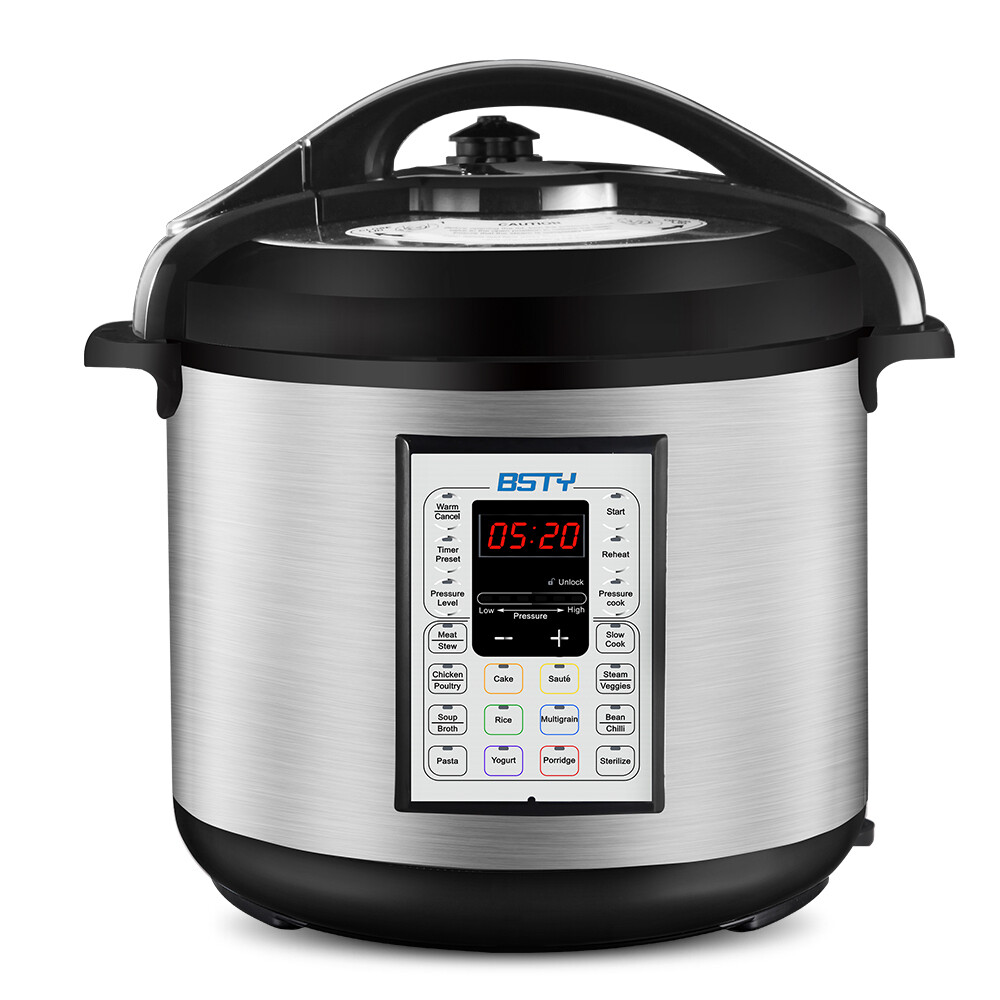 BSTY 13-in-1 Electric Programmable 8 Q Pressure Cooker, Including Slow Cooker, Rice Cooker, Yogurt, Maker, Steamer, Saute, Stainless Steel Pot