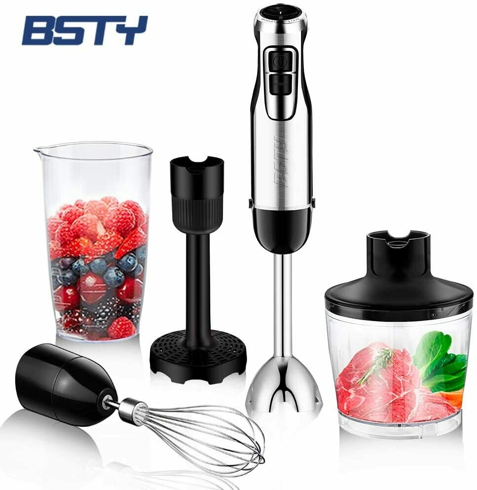 BSTY 5-in-1 15-Speeds Powerful Immersion Blender with 500-Watt Motor and Turbo Boost Button for Maximum Power