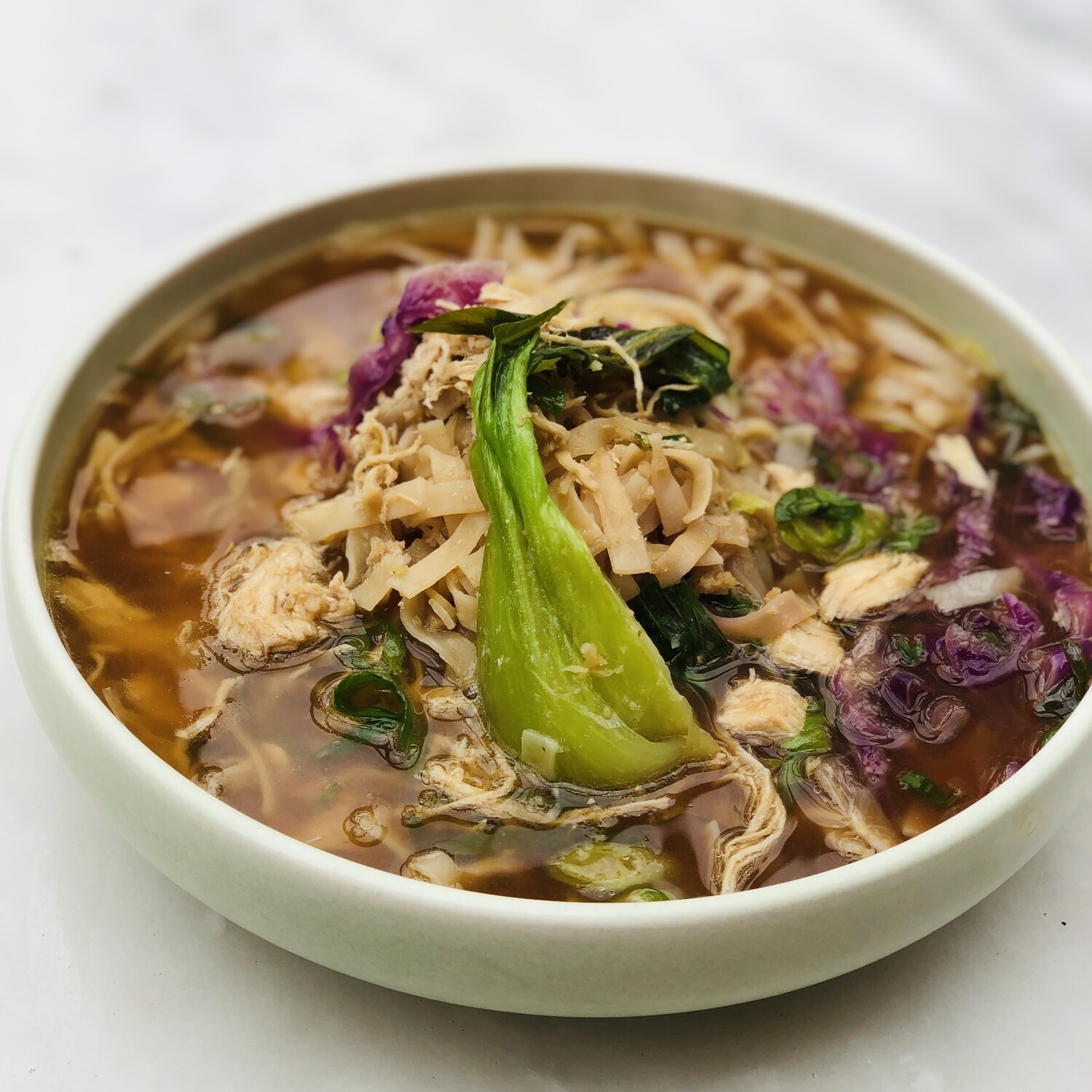Chicken Noodle Bone Broth Soup with Chinese Cabbage (Serves 2-3)