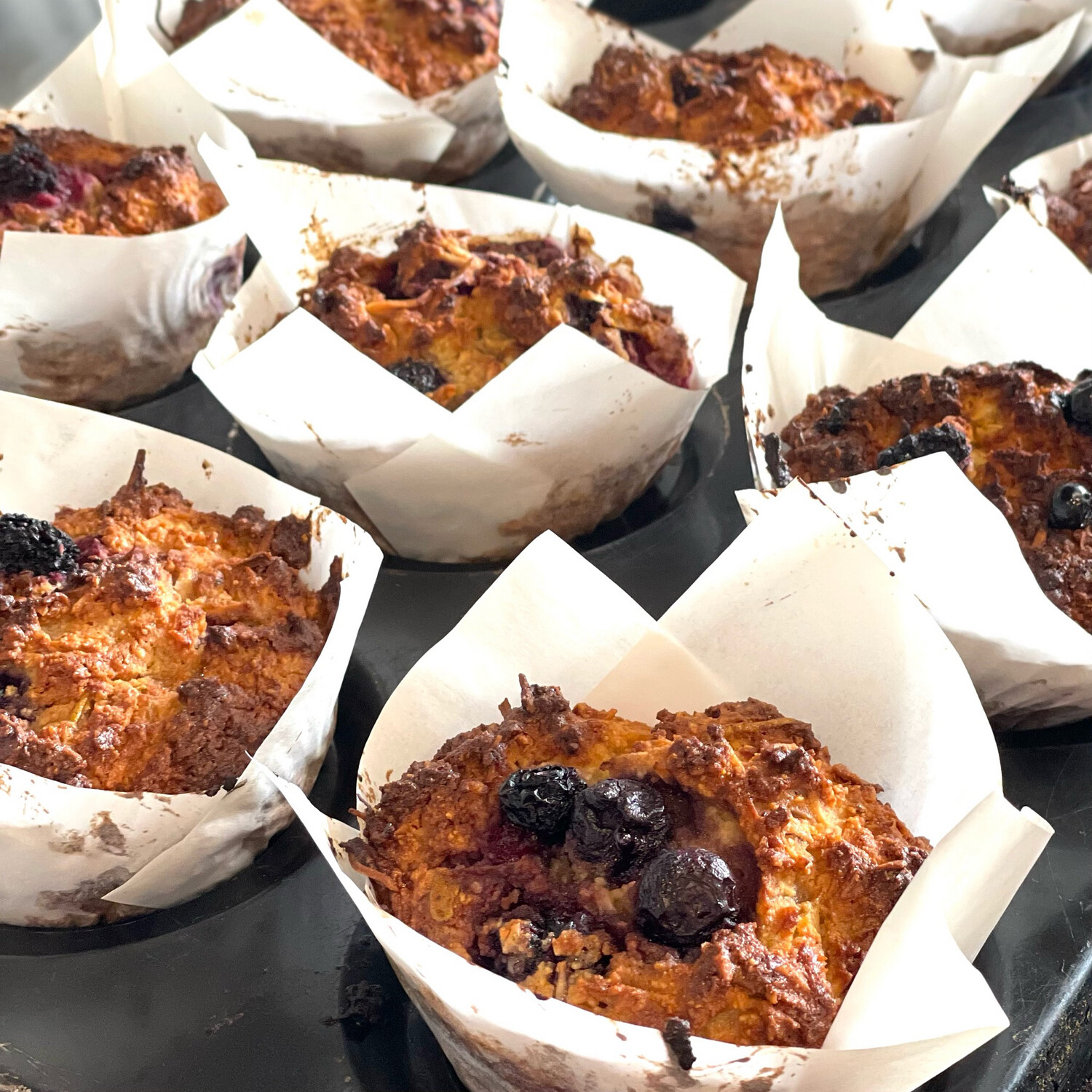 Gluten-Free Dairy Free Muffins Made with Almond Meal, Fresh Berries, Coconut and Pear. (4pkt)