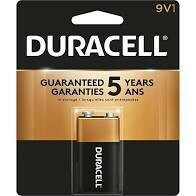 Duracell Coppertop Alkaline 9V Battery 
(1 Pack)
