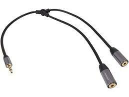 Nexxtech 152mm (0.5') Shielded Male-to-Dual Female Y-Adapter Cable - Black