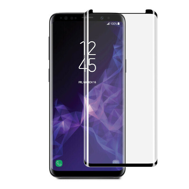 Blu Element - 3D Curved Glass Case Friendly Screen Protector Black for Samsung Galaxy S9