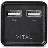 VITAL 3.4A Dual USB Wall Charger with Folding Power Prongs - Black