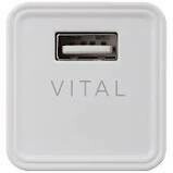 VITAL 2.4A USB Wall Charger with Folding Power Prongs - White