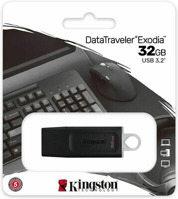 Kingston 32GB USB 3.2 DataTraveler Exodia, Black Flash Drive
