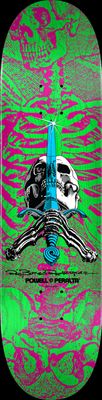 Powell Peralta Skull and Sword Skateboard Deck Pink/Green - Shape 247 - (8.0&quot;)