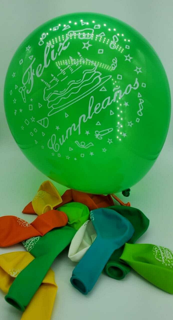 Globo Impreso Feliz Cumpleaños (12Pcs)