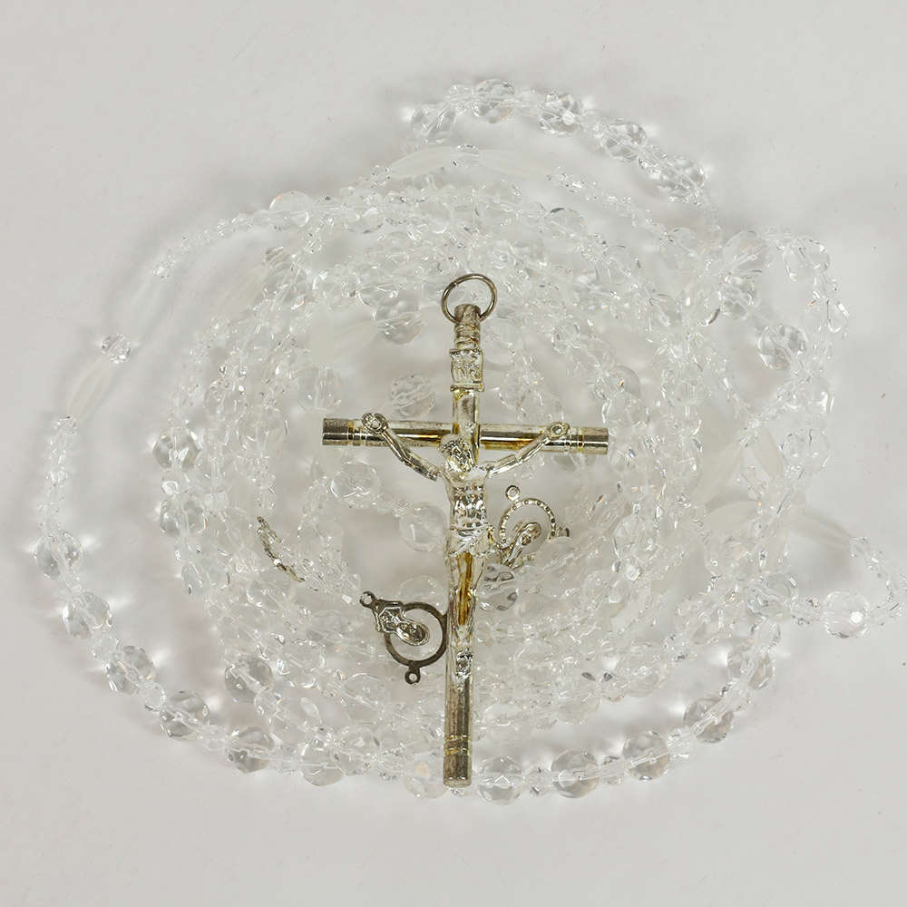 Lazo de Cristal con Cruz de Metal(Und)