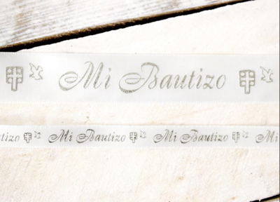 Cinta Satín Mi Bautizo 3/8&quot; (Yarda)