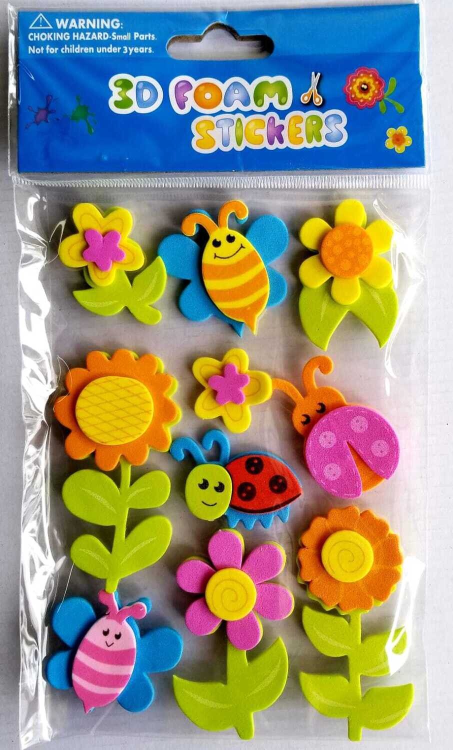 Figura Adhesivas Foamy Flor E Insectos (Und)