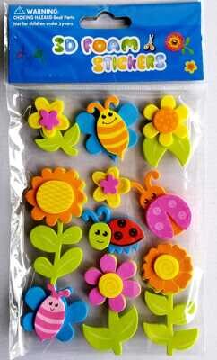 Figura Adhesivas Foamy Flor E Insectos (Und)