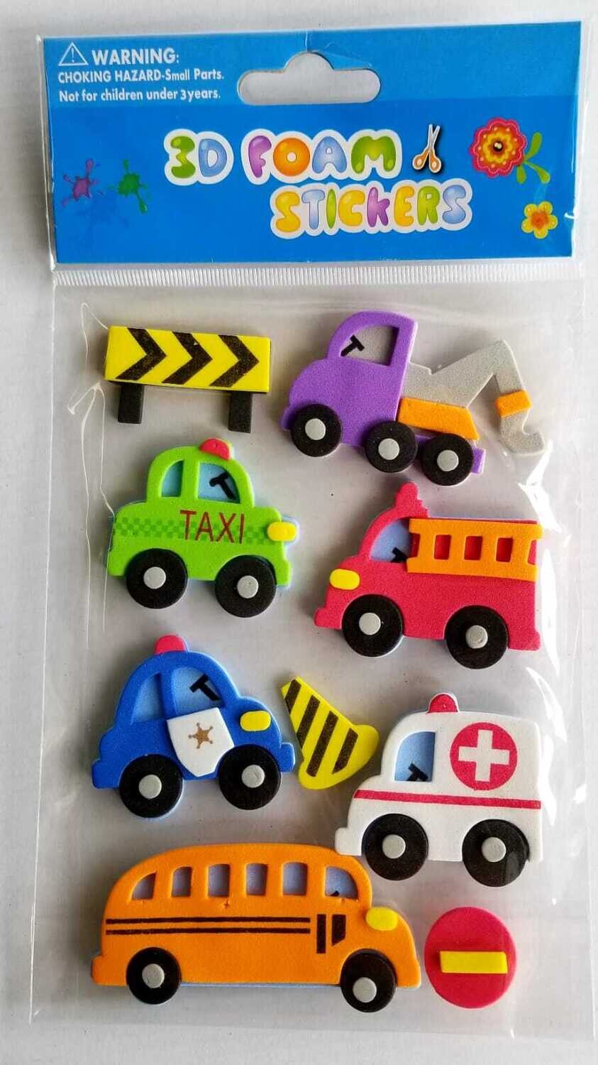 Figuras Adhesivas De Foamy Carritos (Und)