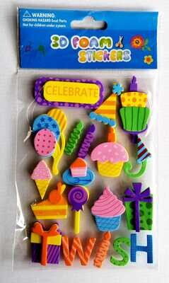 Figura Adhesivas De Foamy Cumpleaños (Und)