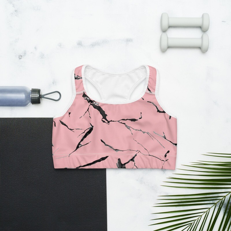 Pink Marble Sports bra