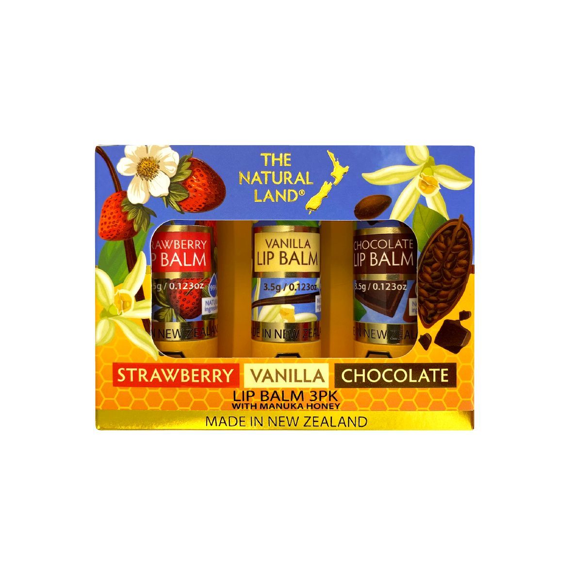 3pk Assorted Lip Balms with Manuka Honey