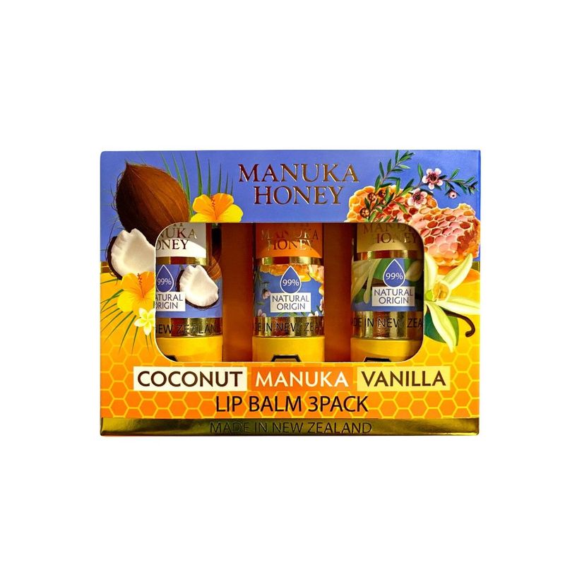 3pk Assorted Lip Balms - Coconut/Maunka/Vanilla