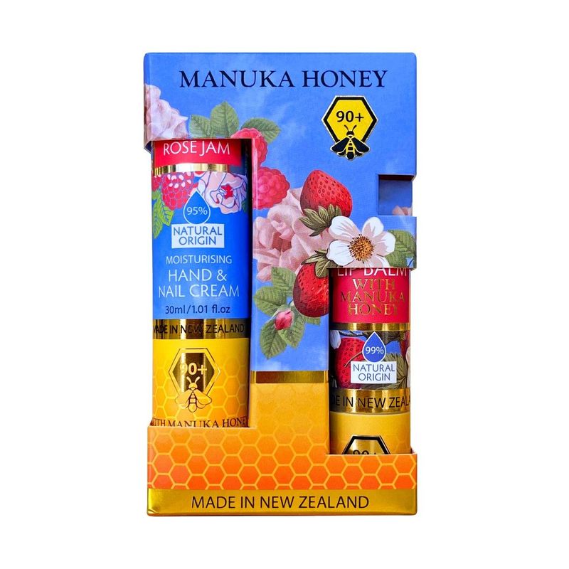 2pk Raspberry Rose Jam Hand Cream & Strawberry Lip Balm