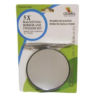 Espejo 5x y Pinzas para Cejas - Abella