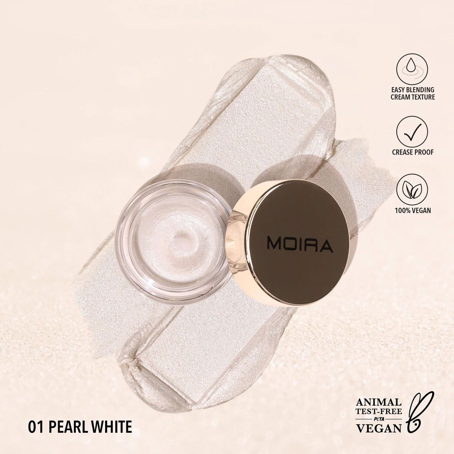 Sombras para Ojos en crema - EverLust Shimer - Moira, Tono: 01 Pearl White