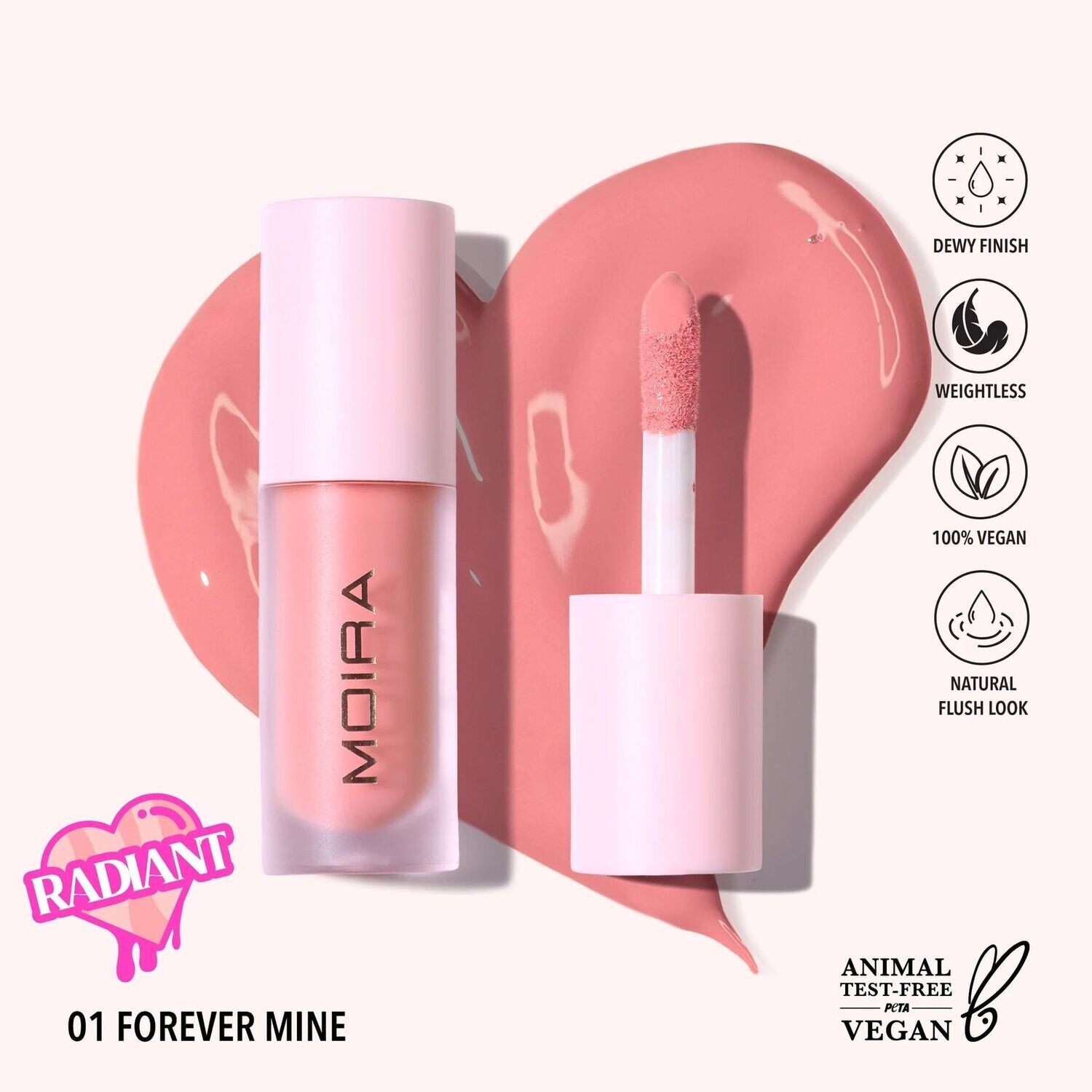 Rubor Liquido - Love Steady - Moira, Tono: 001 Forever Min