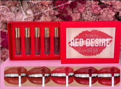 Set de Labiales Velvet Stay - Red Desire - Beauty creations