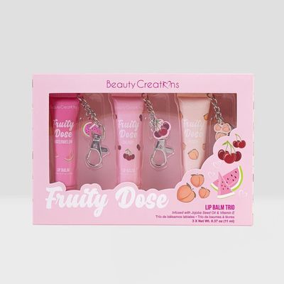 Fruity Dose - Set Trio De Bálsamo Labial Con Llavero Beauty Creations.