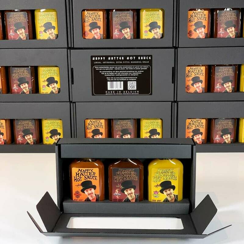 Happy Hatter Hot Sauce : 10 x cadeau verpakking