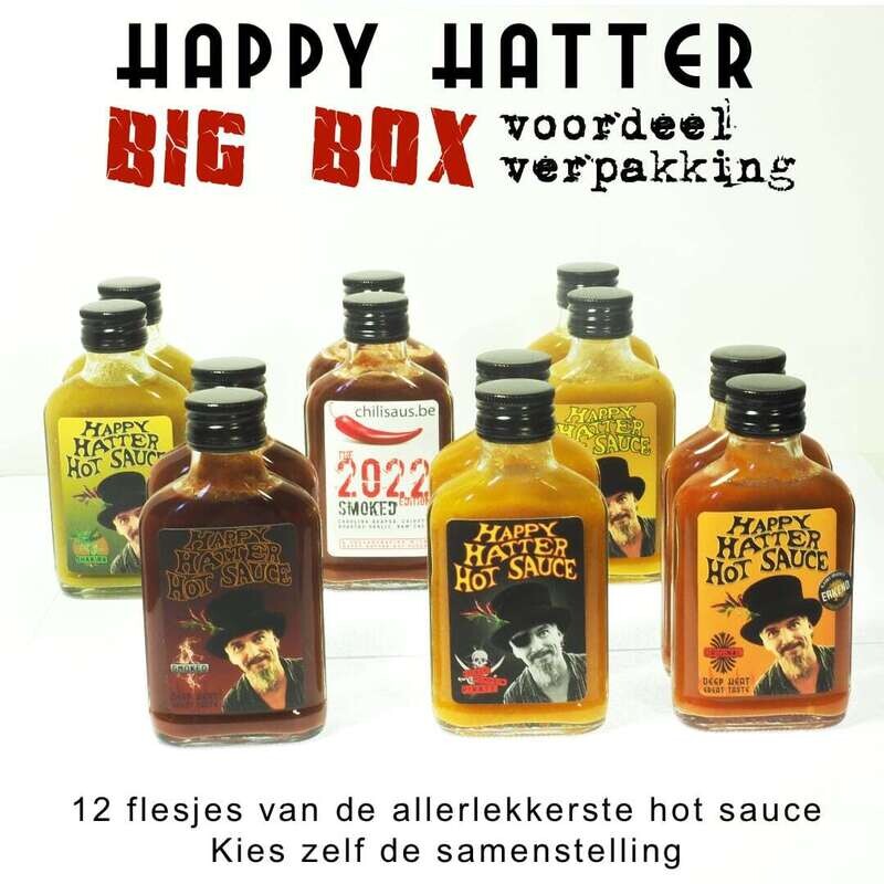 Happy Hatter Hot Sauce : Big Box voordeel verpakking