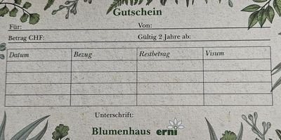Gutschein, wählbar CHF 20.00 - 100.00