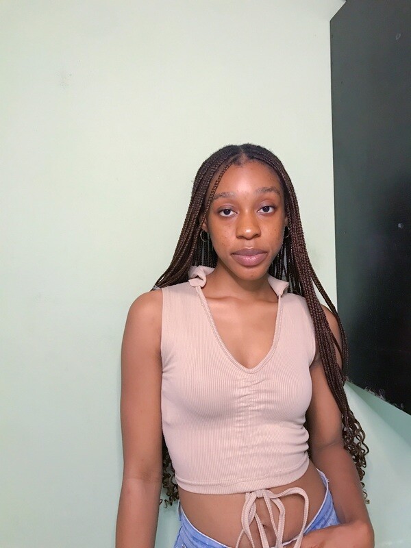 Brown draw string crop top