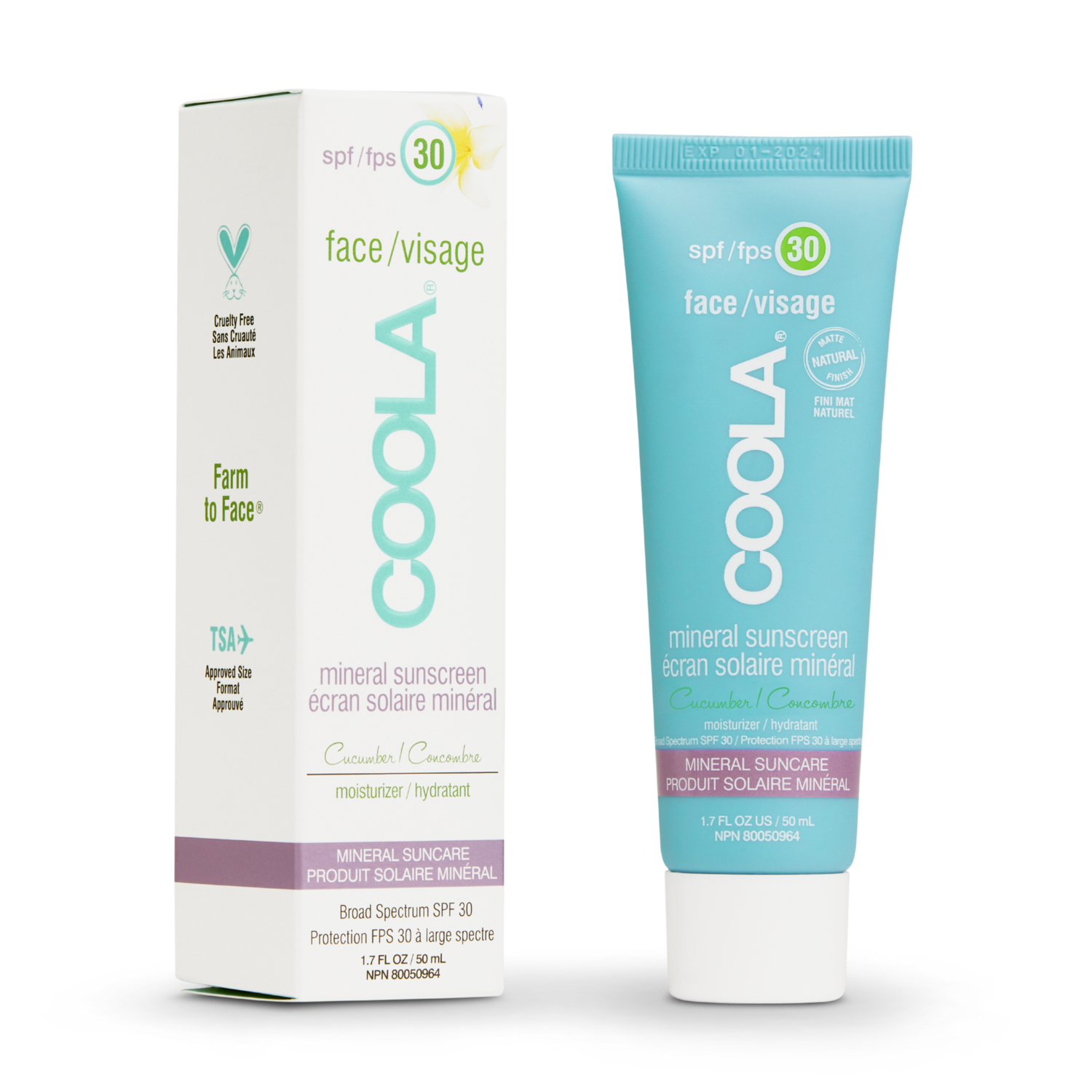 coola Mineral sunscreen Cucumber scent 30SPF