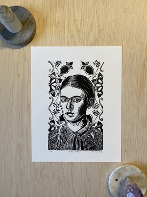 Young Frida Khalo - Linocut Print