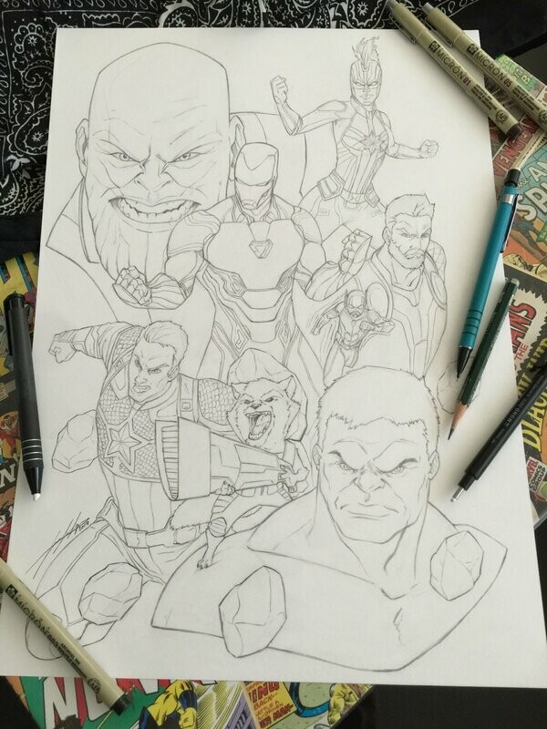 AVENGERS END GAME - line art